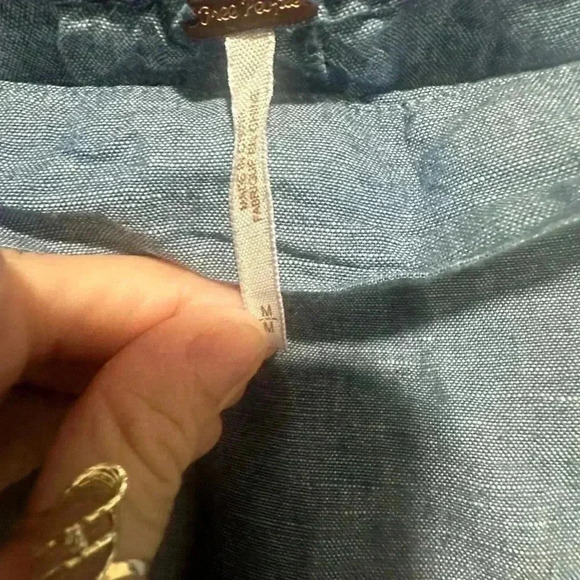 Free People ‘Show Some Shoulder’ Top Chambray Blue Size Medium - Picture 5 of 5